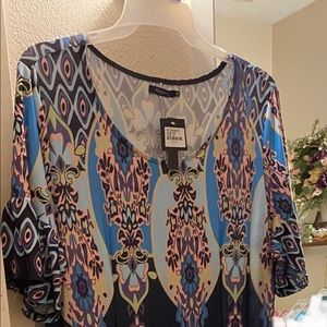 Long maxi dress by Reborn 1X, knit border print